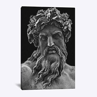 DFRES Zeus Wall Art Mitologia Greca Quadri Scultura Tela Poster Stampe d'Arte in Bianco e Nero Decorazione da Parete per Soggiorno Studio 40x60cm Senza Cornice