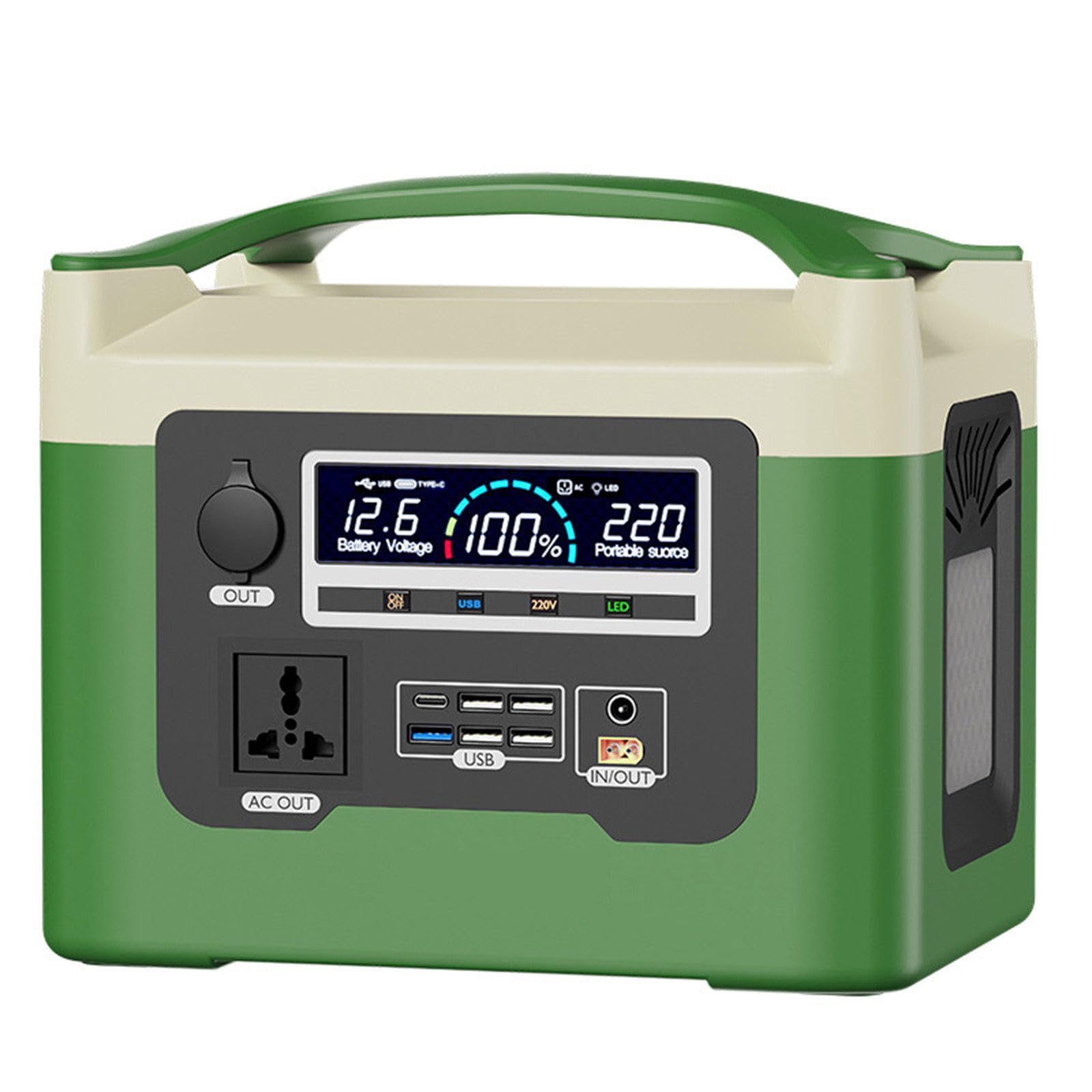 Station d'alimentation portable, batterie haute capacité 480 Wh, sortie sinusoïdale pure, recharge sur secteur, en voiture ou à l'énergie solaire, idéale pour le camping et les caravanes, 480 Wh - V