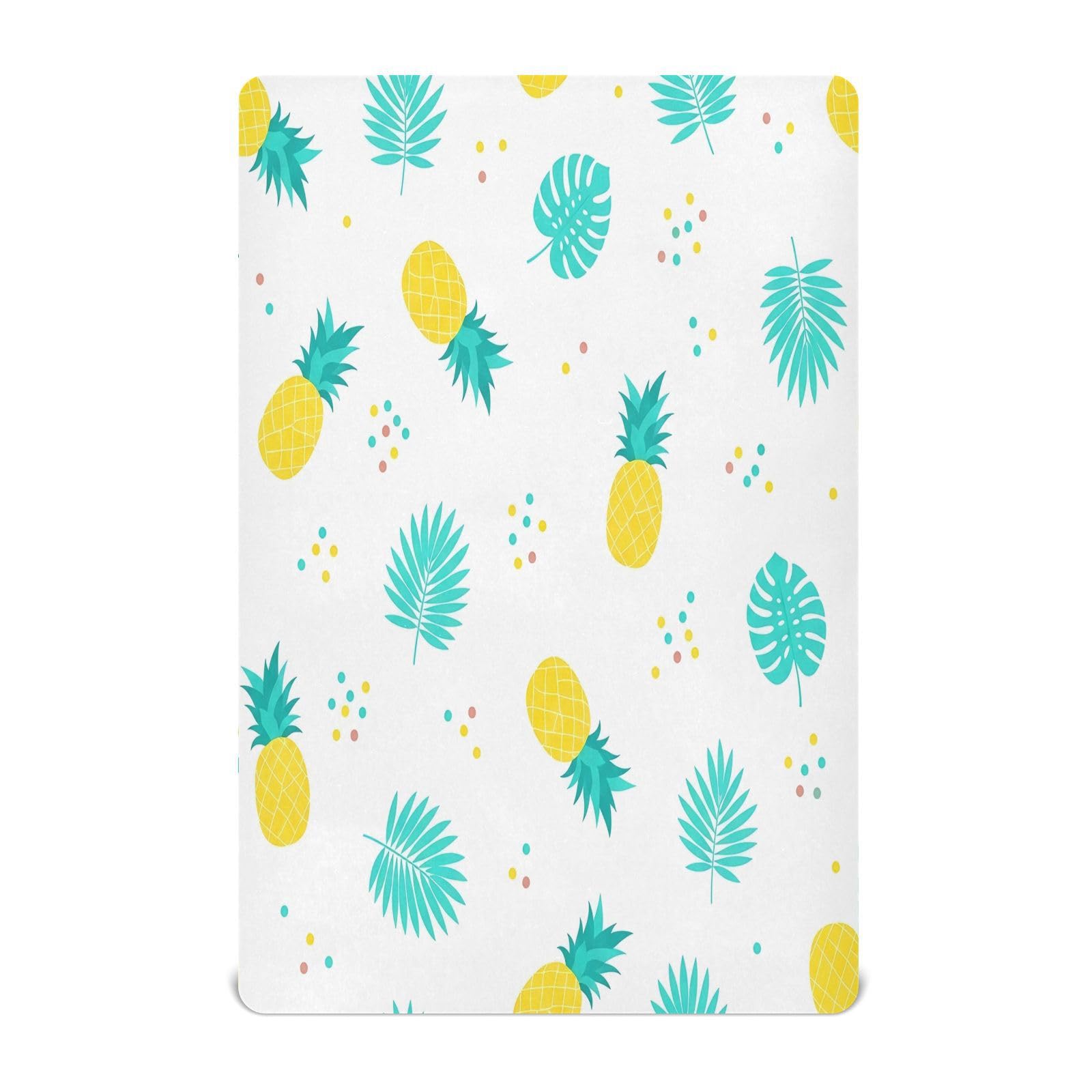 Ttgoth Pineapple Fitted Cot Bed Sheet 140x70cm Jersey Knit Baby Sheet Soft Breathable Stretchy for Standard Cot Bed Mattress, Unisex Boys Girls