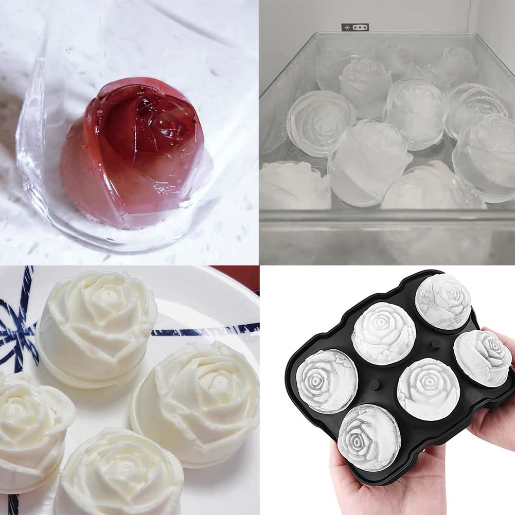 Stampo In Silicone Per Ghiaccio A Forma Di Rosa Con Coperchio E Chiusura Ermetica, Senza BPA, Rosa, 9 Cubetti - 2