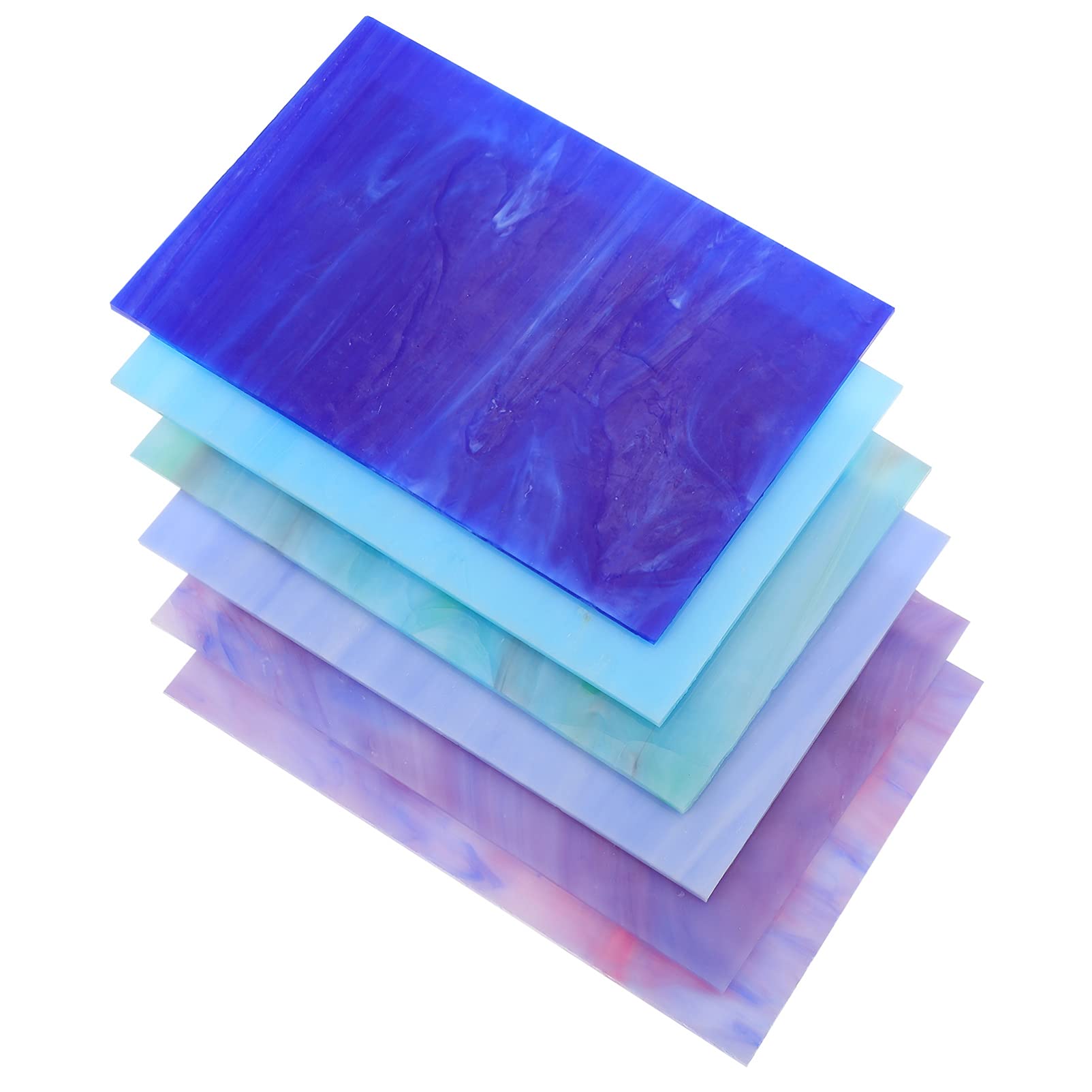 Artibetter Lot de 6 pièces en verre teinté motif feuilles d'eau pour projets de vitrail, arts de mosaïque