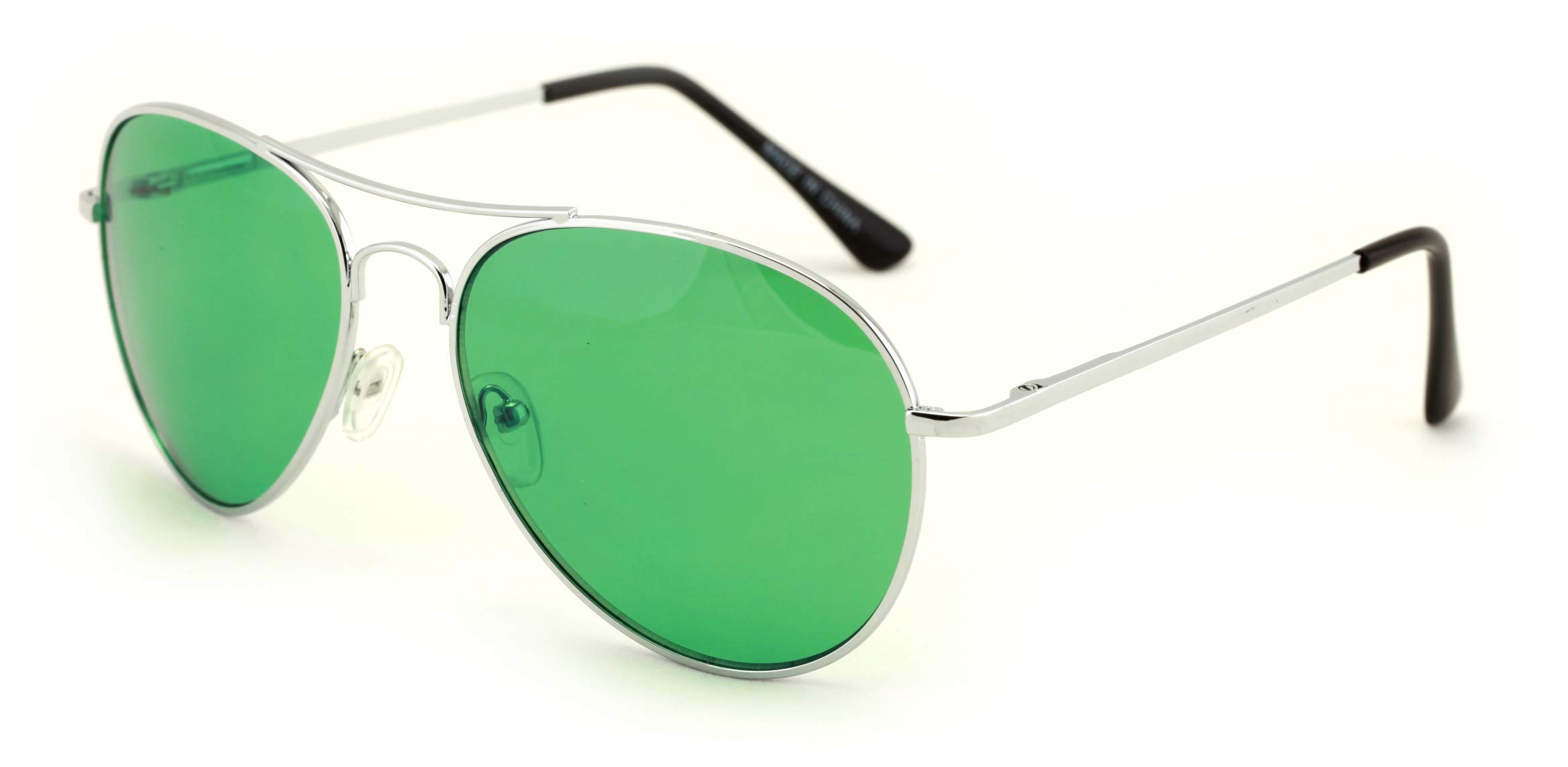 Vision World EyewearColorful Silver Metal Aviator With Color Lens Sunglasses (Green lens)