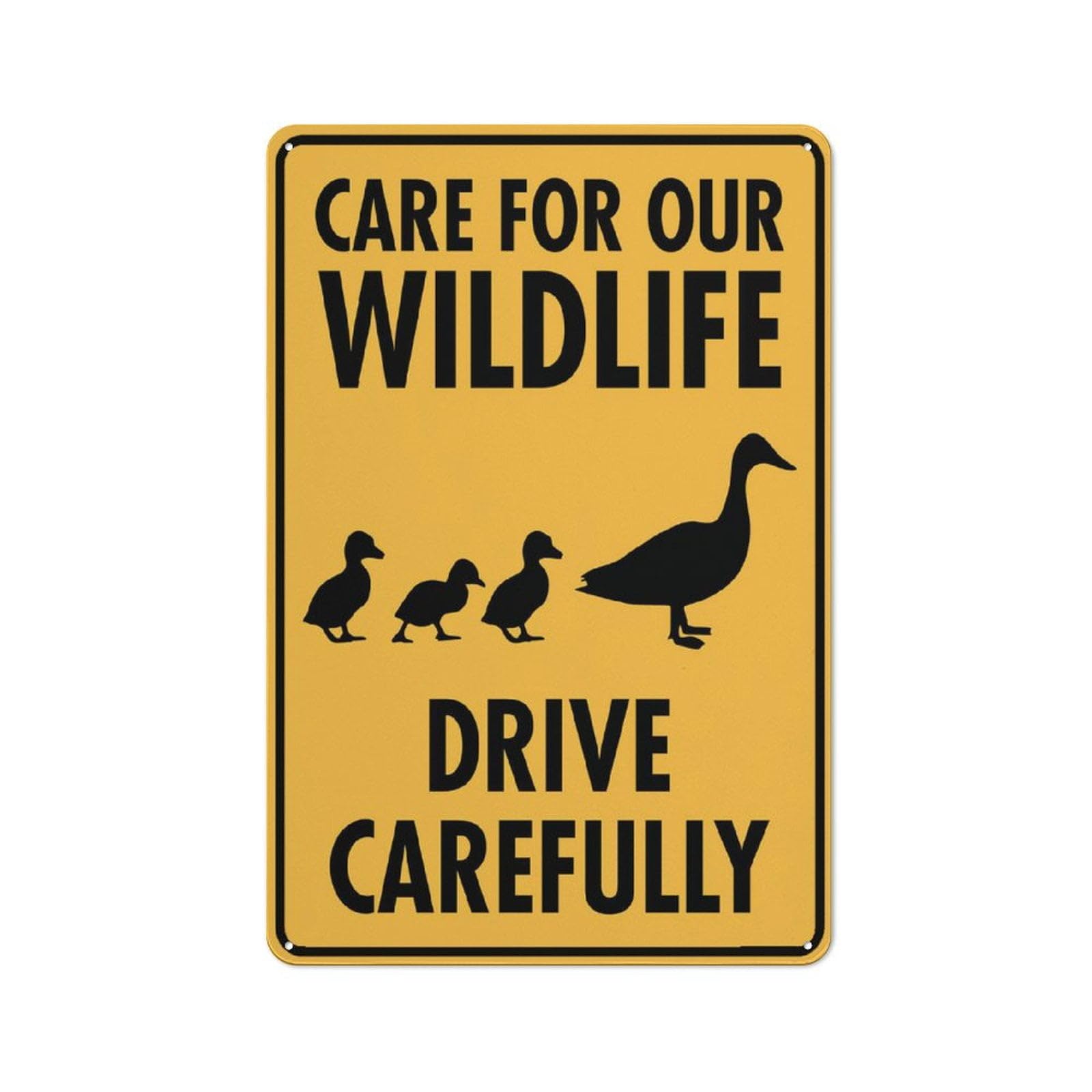 Care For Our Wildlife (Drive Carefully) Warning Tin Sign, 8x12 Inch Wall Decor for Home, Kitchen, Farm, Garden, Garage