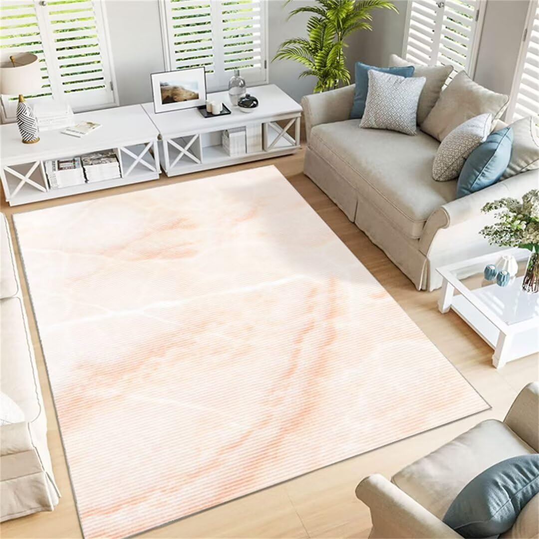 Tapis de salon beige 200x280 cm lavable et moderne à motif floral pour grand séjour