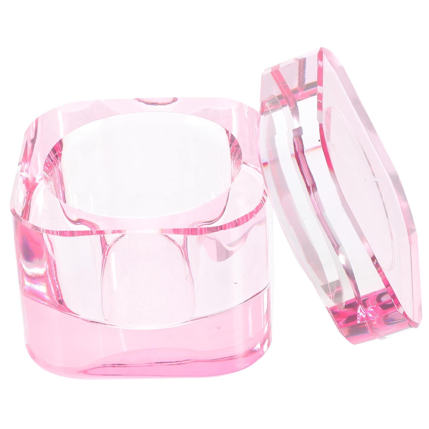 Crystal Glass Nail Dish with Lid Nail Dappen Dish for Manicure Multi Purpose Compact Design for Mixing Powder and Glitter for Home Salon Use