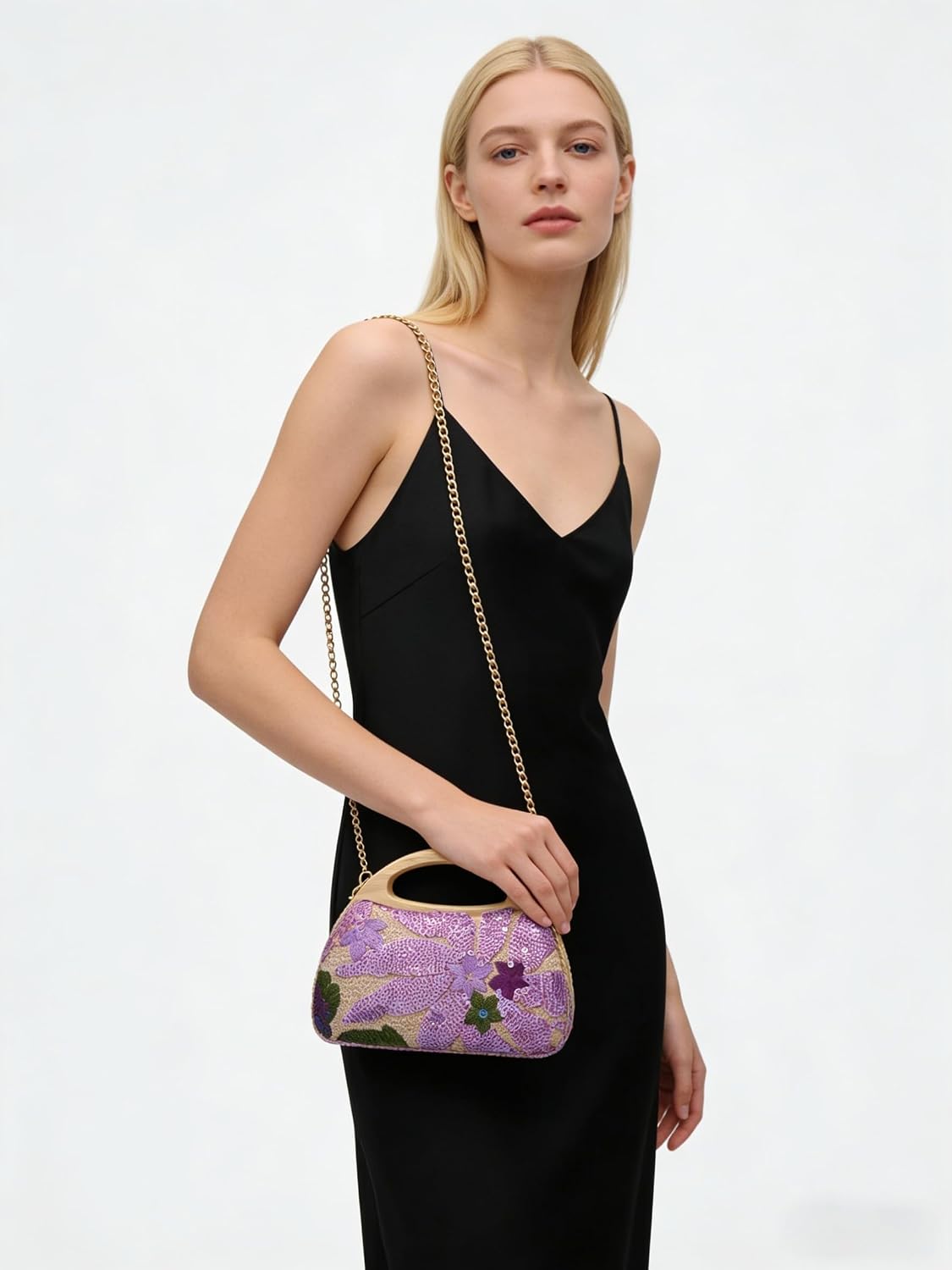 UMREN Straw Clutch Handbags Women Beach Crossbody Hand-woven Summer Purse Wallet Top handle Evening Bag for Wedding Party
