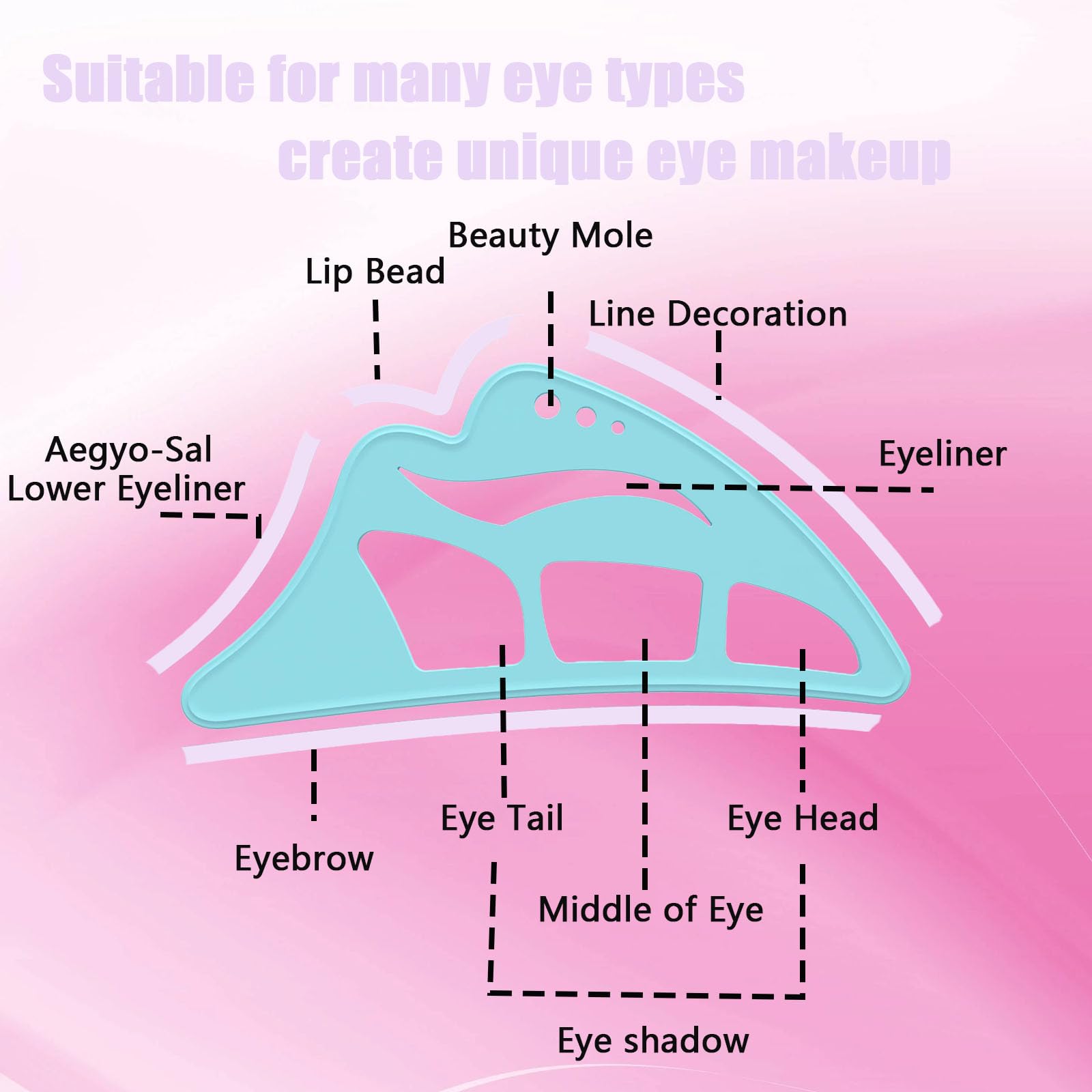 LeeneenEyetour Eyeshadow Tool,5 in 1 New Eyeshadow Assistant Aid Guide Stencils Tool,Professional & Quick Eye Makeup Tool for Women,Beginners (pink) - Image 3