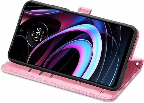 Miniatura 4 de CCSmall Funda tipo cartera para Motorola Moto Edge 2021 (6.8 pulgadas), diseño de dibujos animados, estilo gato y perro, con tarjetero de