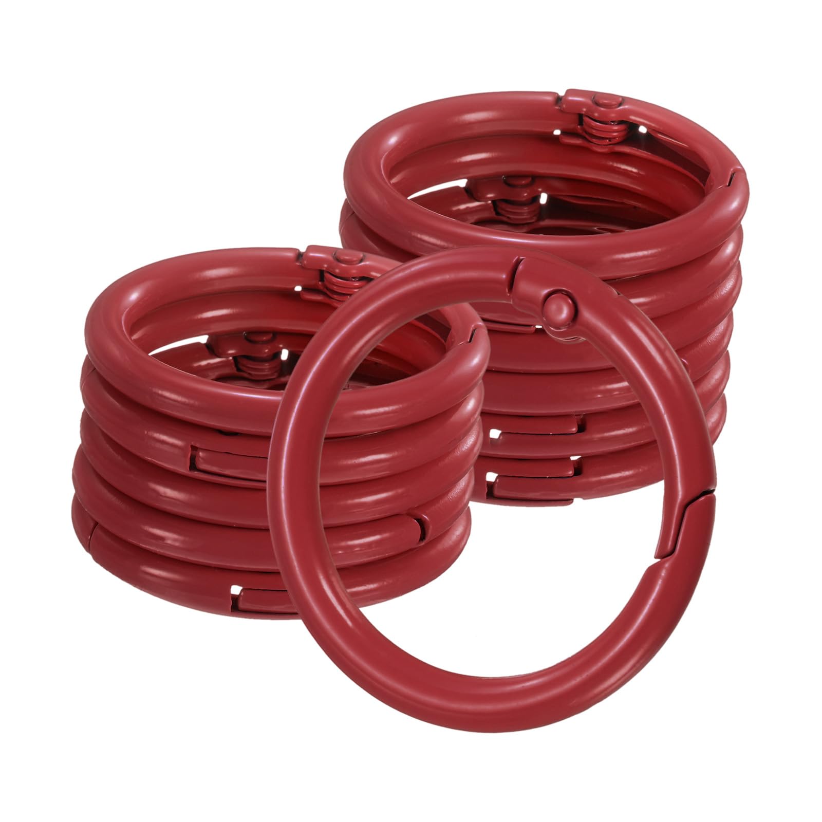 M METERXITY 12-Pack Metal Spring O Rings, 1" Zinc Alloy Keyring Buckle [Red]