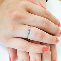 Vista 6 de Anxiety Ring Anti Stress Relief Fidget Worry Ring Adjustable Opal Beads Spinner Ring 14k Gold Filled