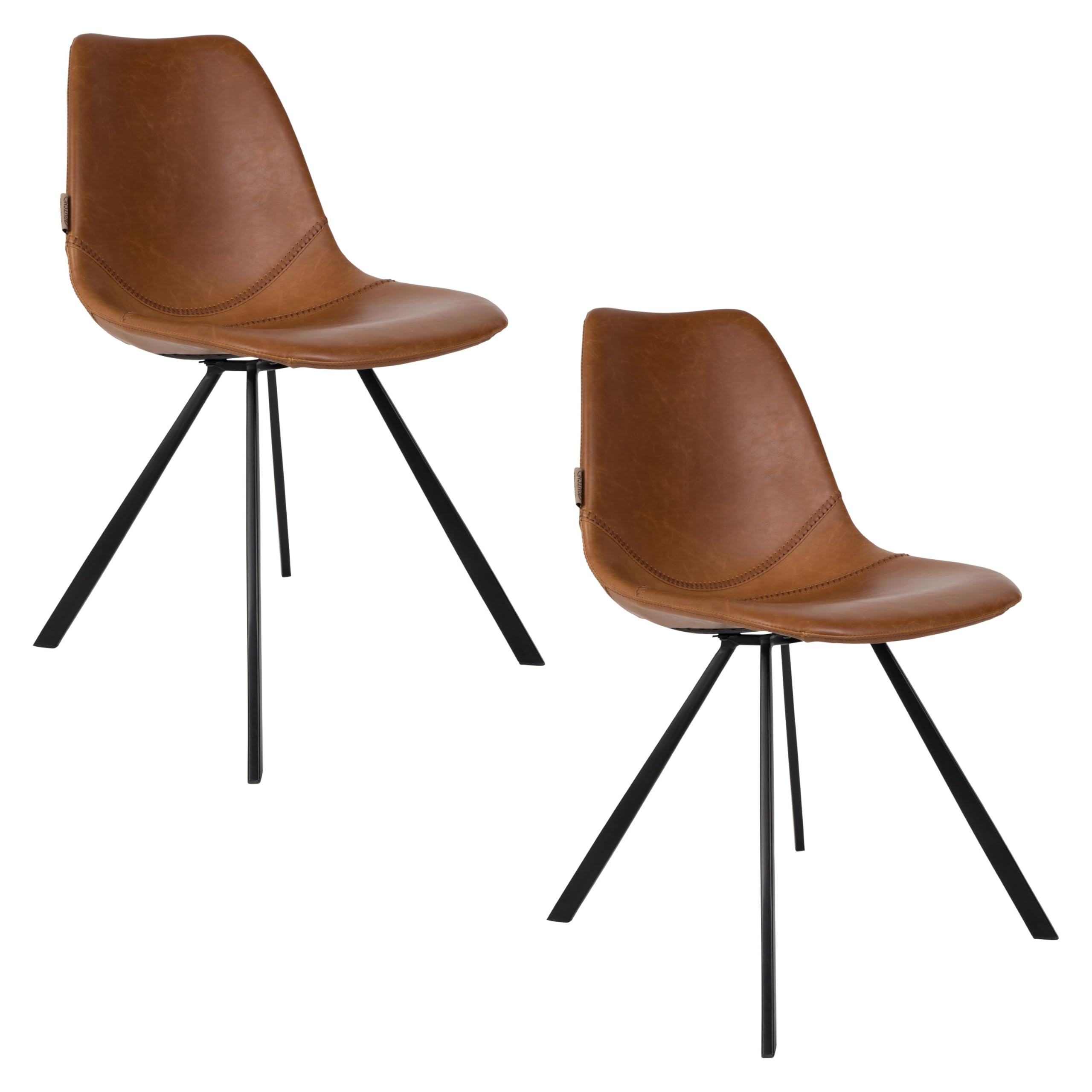 Chaise Franky Dutchbone lot de 2 marron style vintage pour coin repas chaleureux