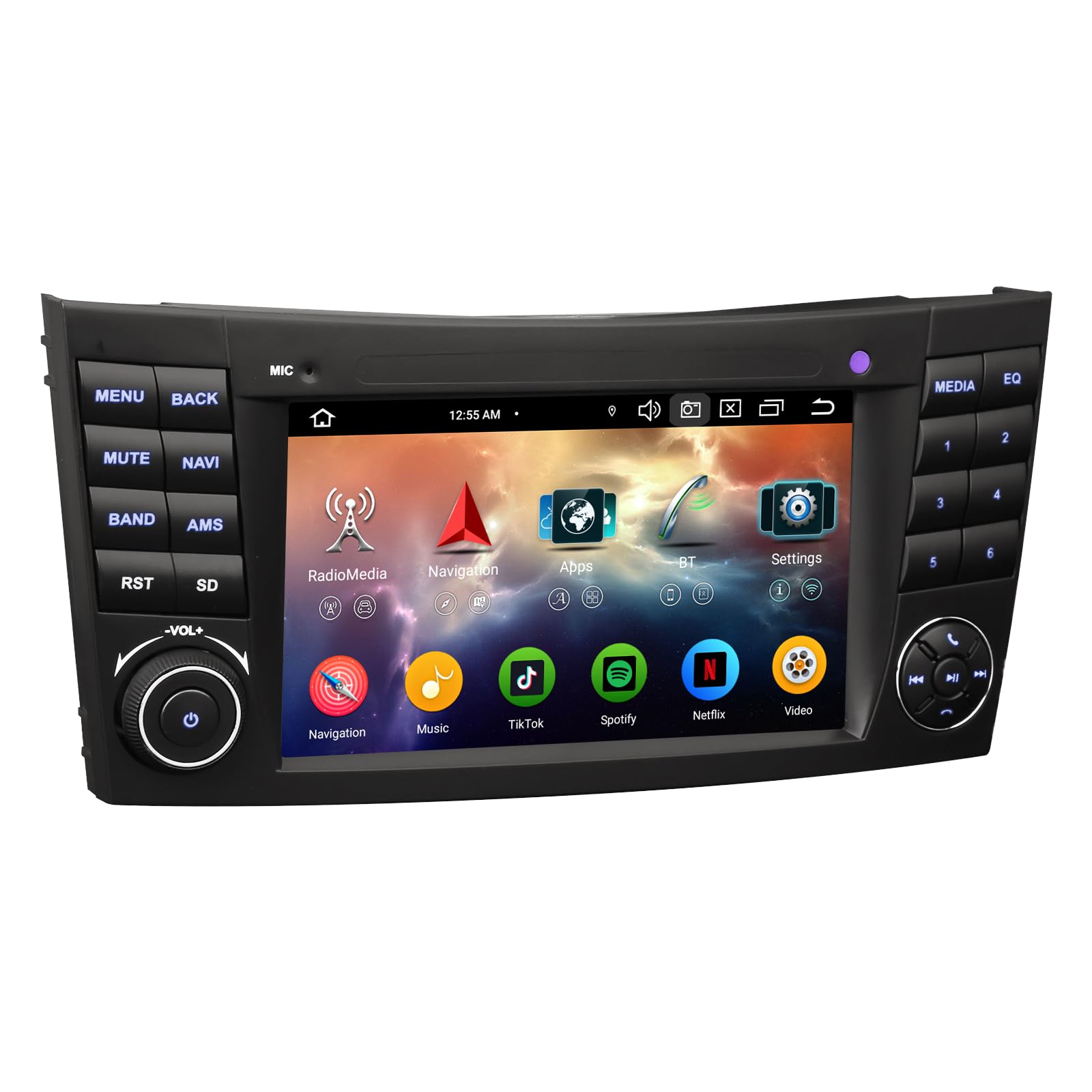 Erisin 8-rdzeniowy 4 GB + 64 GB Android 16 2 DIN radio samochodowe Bluetooth do Mercedes Benz klasy E W211 CLS klasa W219 7 cali ekran dotykowy CarPlay Android Auto GPS nawigacja DAB+ radio DSP A2DP