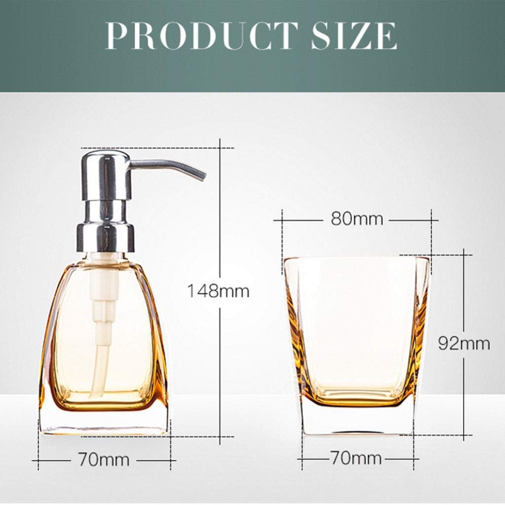 Lotion Dispenser Pump Bathroom Kitchen Clear Crystal Glass Countertop Liquid Containers Liquid Bottle 14.87cm for Kitchen Bathroom (Color : Black) (Yellow)
