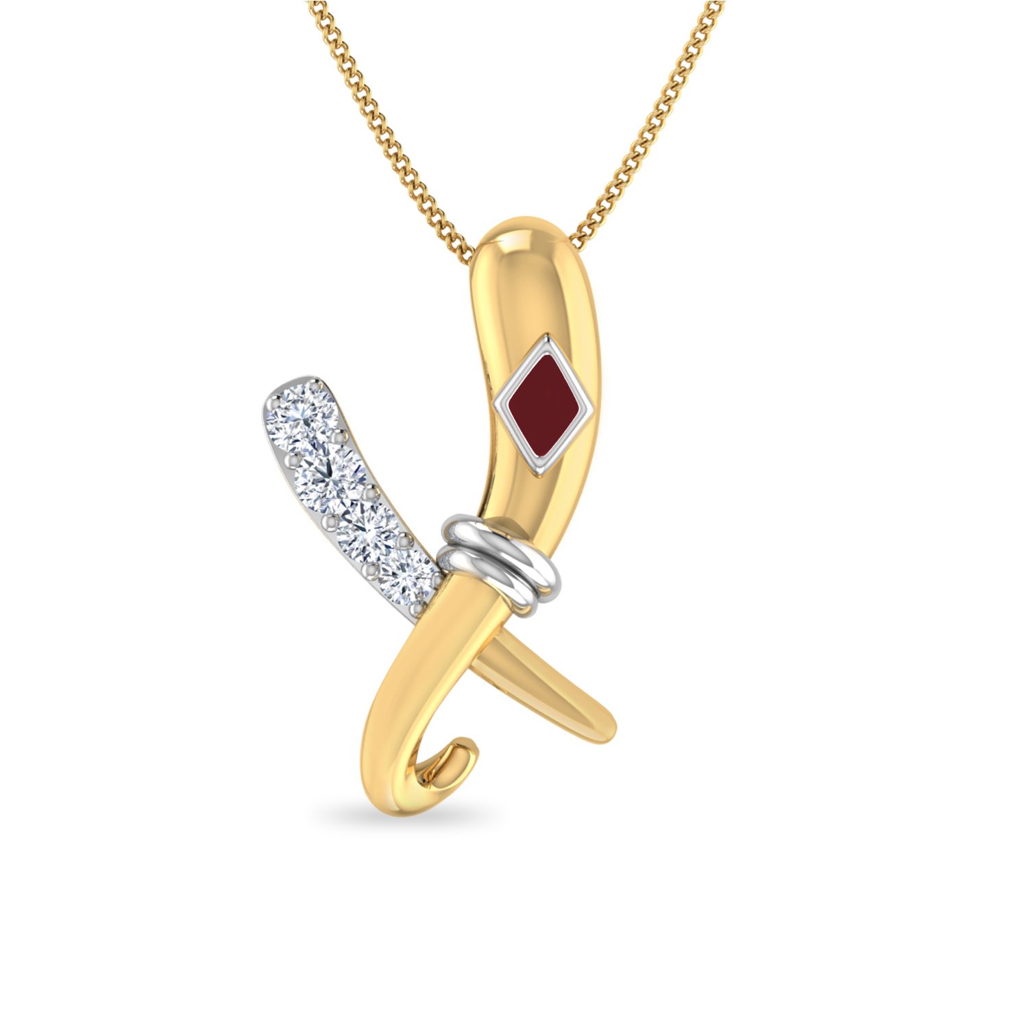 Aucent by PC Jeweller The Initial X Ganesha 18KT Yellow Gold and Diamond Pendant-image-39