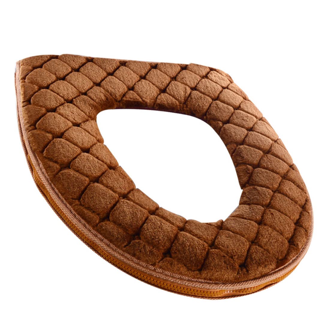 BEAHING Toilet Seat Cover Soft Toilet Seat Cushion Warmer Washable Pads with Zipper Brown