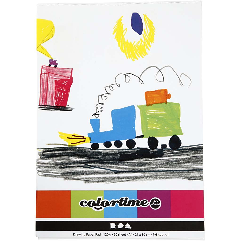 Bloc de papel de dibujo, A4, 21 x 30 cm, 120 g, blanco, 50 hojas