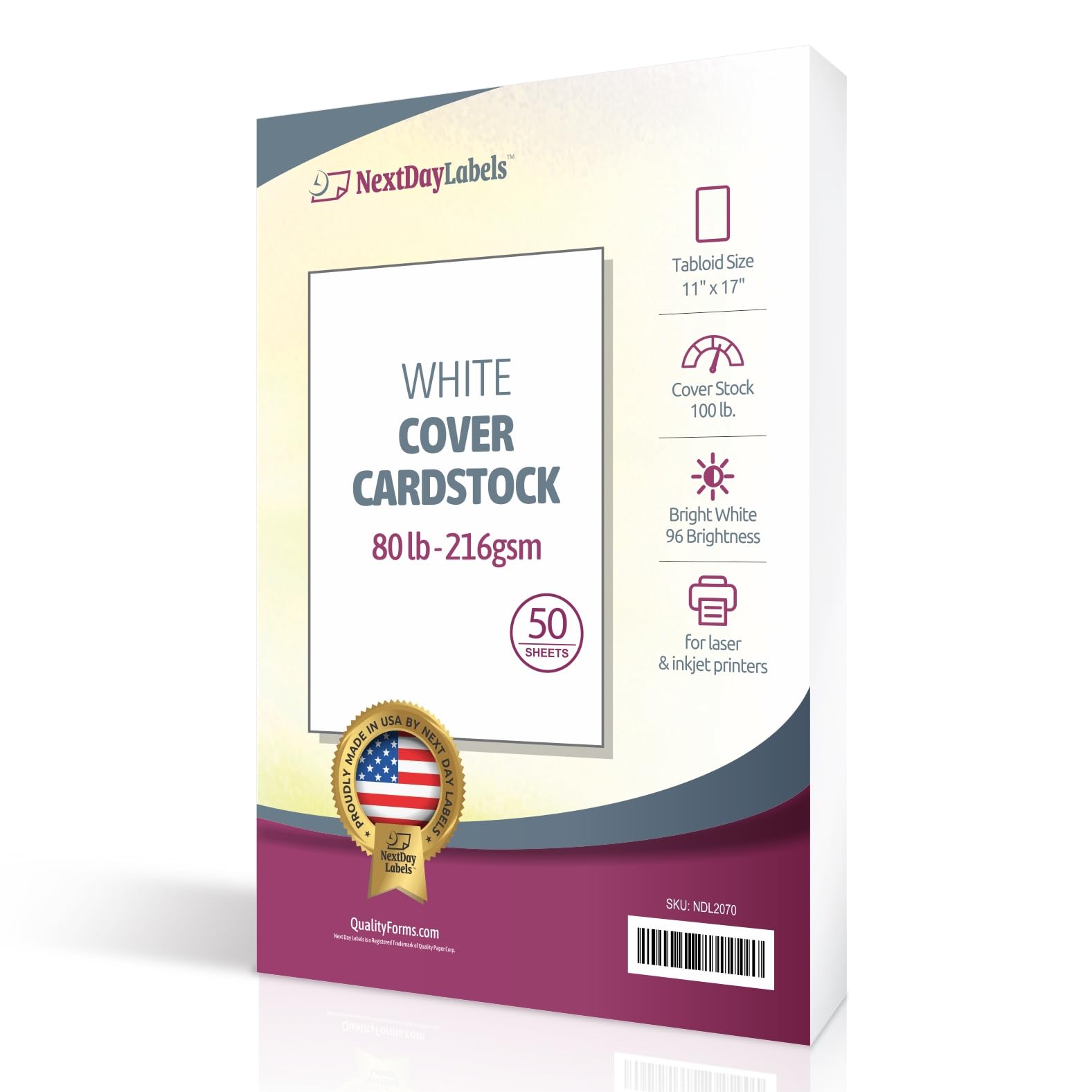 Amazon.com : NextDayLabels - 80 lb. (216 gsm) Cover Card Stock, 50