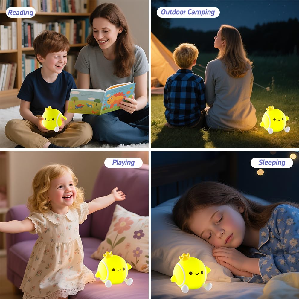 Cute Tennis Night Light, Nursery Night Lamp for Breastfeeding Squishy Silicone LED Night Lamp - Image 4