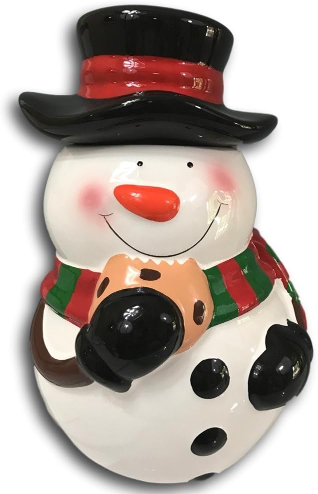 Round Snowman Cookie Treat Jar Flower Vase Decorative Ceramic