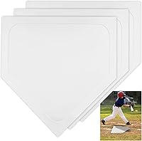 MOTOTO 3PCS White Rubber Throw Down Baseball Home Plates 16 Inch - Softball Kickball Bases for Practice Training