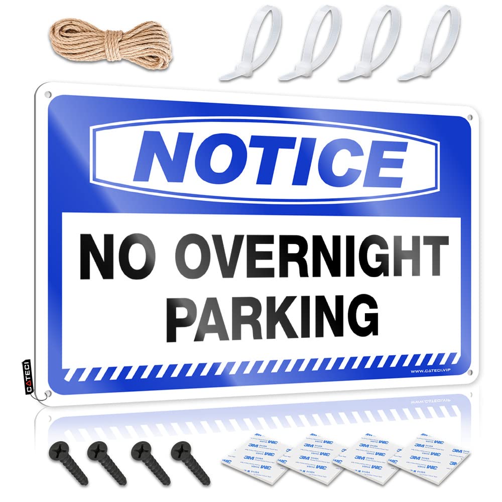 HELIOFORGE Pool Signs And Decor Outdoor Notice No Overnight Parking Tin Sign Bar Metal Tin Sign Outdoor Bar Decor(30X40CM)