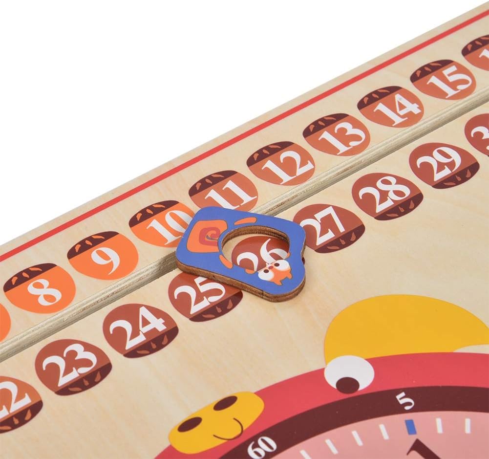 Kikumi Educational Weekly Calendar for Multipurpose Wooden Calendar Clock, Season, Cognitive Toy for Better Understanding the Concept of Time (L)