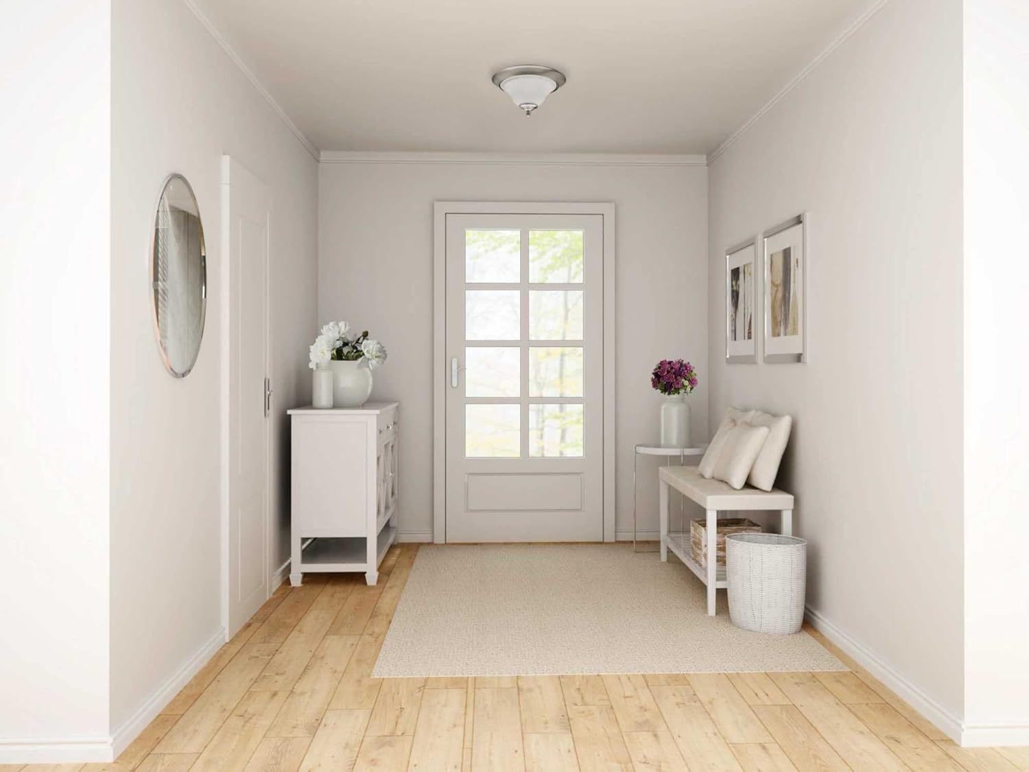 Progress Lighting 1-Light 12-1/2" Close-to-Ceiling, Trinity Collection, Indoor, P3475-09, Brushed Nickel