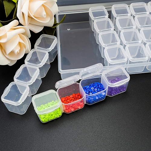 Miniatura 5 de Chiloskit Caja de almacenamiento ajustable de 28 ranuras para joyas, pastillero, caja de dulces, caja organizadora de plástico con divisores para