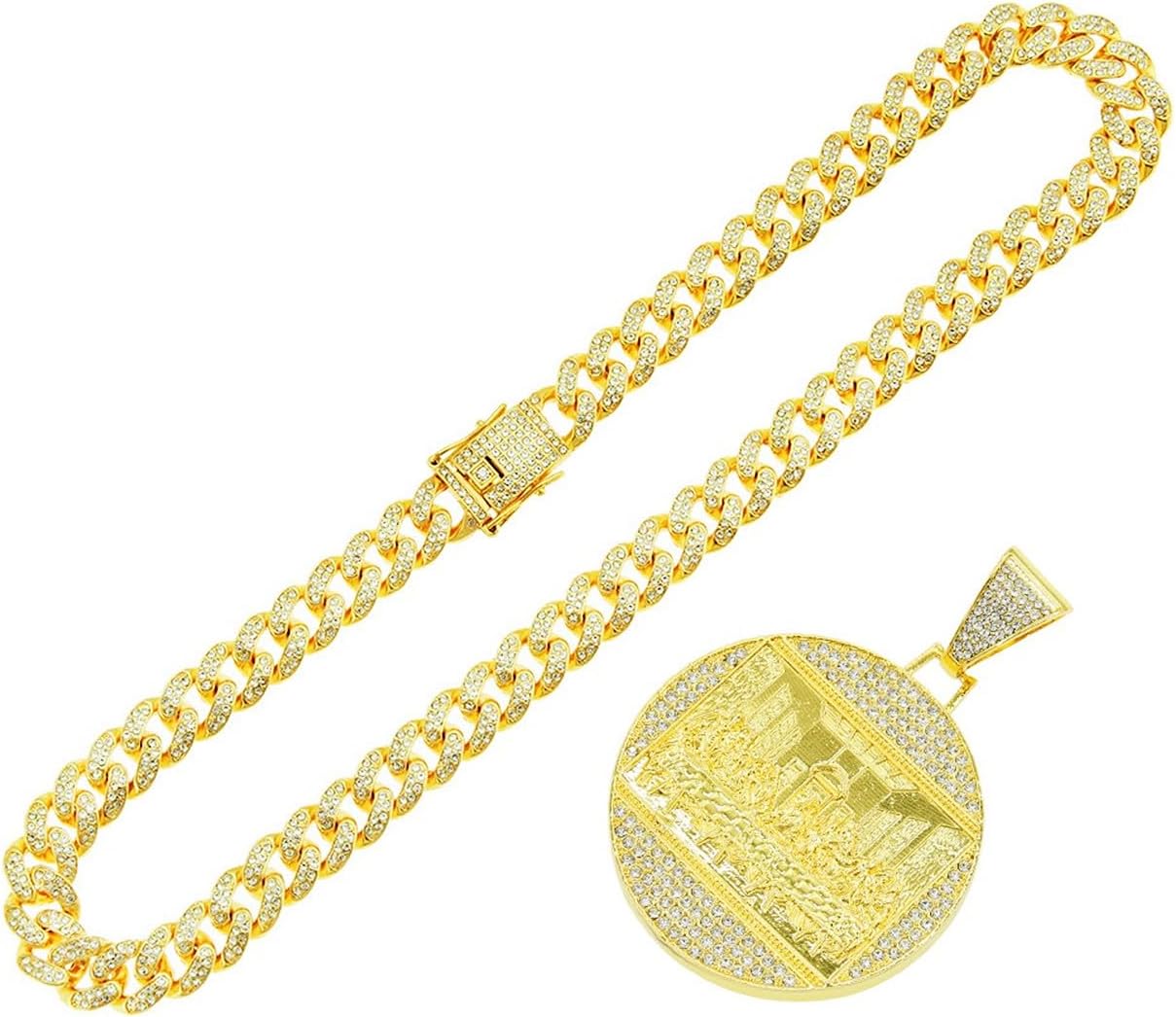 Last supper Chain for Men Iced Out Pendant Cuban Link chain for women Christian Cross Rectangle Pendant Necklace Religion Style Hip Hop Punk Rock Clubs jewelry - Image 3