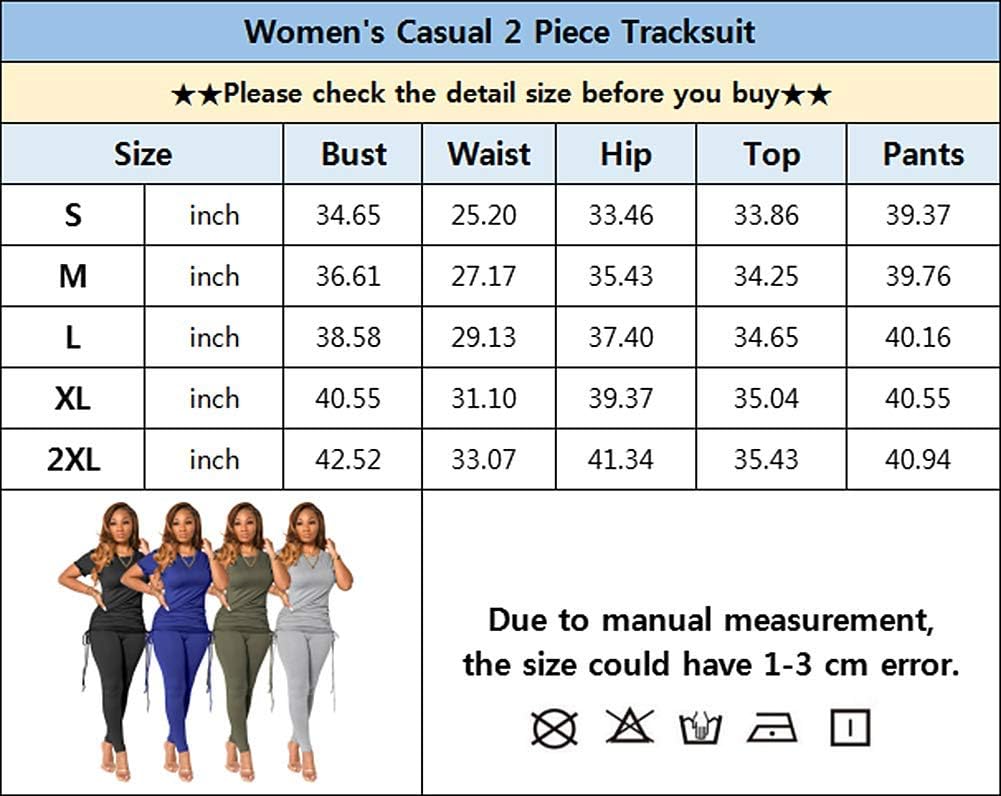 BFFBABY Women's Casual 2 Piece Sport Outfits Short Sleeve T-shirt Bodycon Long Pants Joggers Tracksuit Set Loungewear Small D92-gray