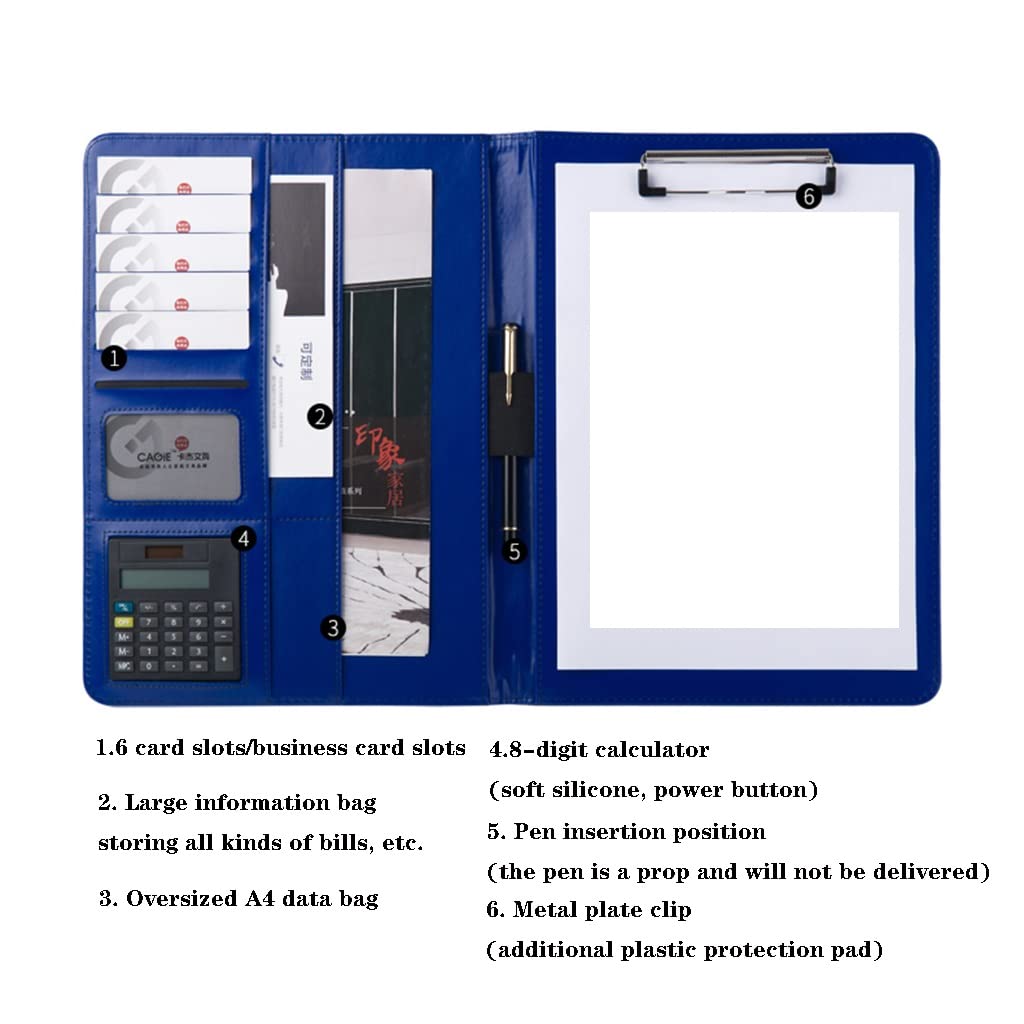 Padfolio, organizer for portfolio, con calcolatrice Padfolio in similpelle con blocco appunti formato A4 for colloqui di lavoro e raccoglitore ad anelli for curriculum (rosso)