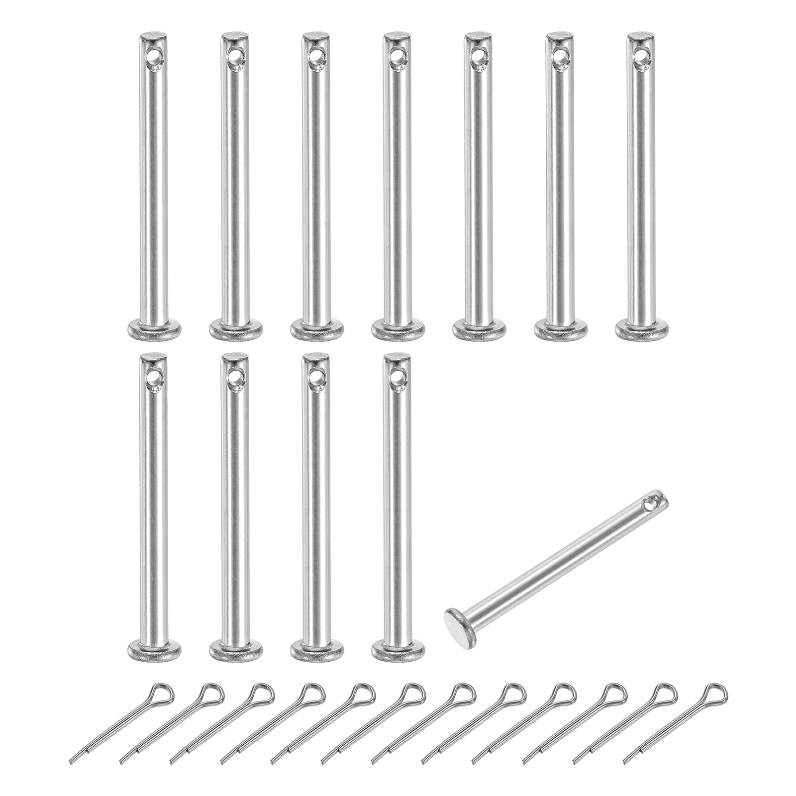 sourcing map 12Pcs M3x30mm Clevis Pins, 304 Stainless Steel Single Hole Flat Head Clevis Pin Hairpin Location Pin with Cotter Pins for Trailer Latch Mechanics Repair Furniture Installation