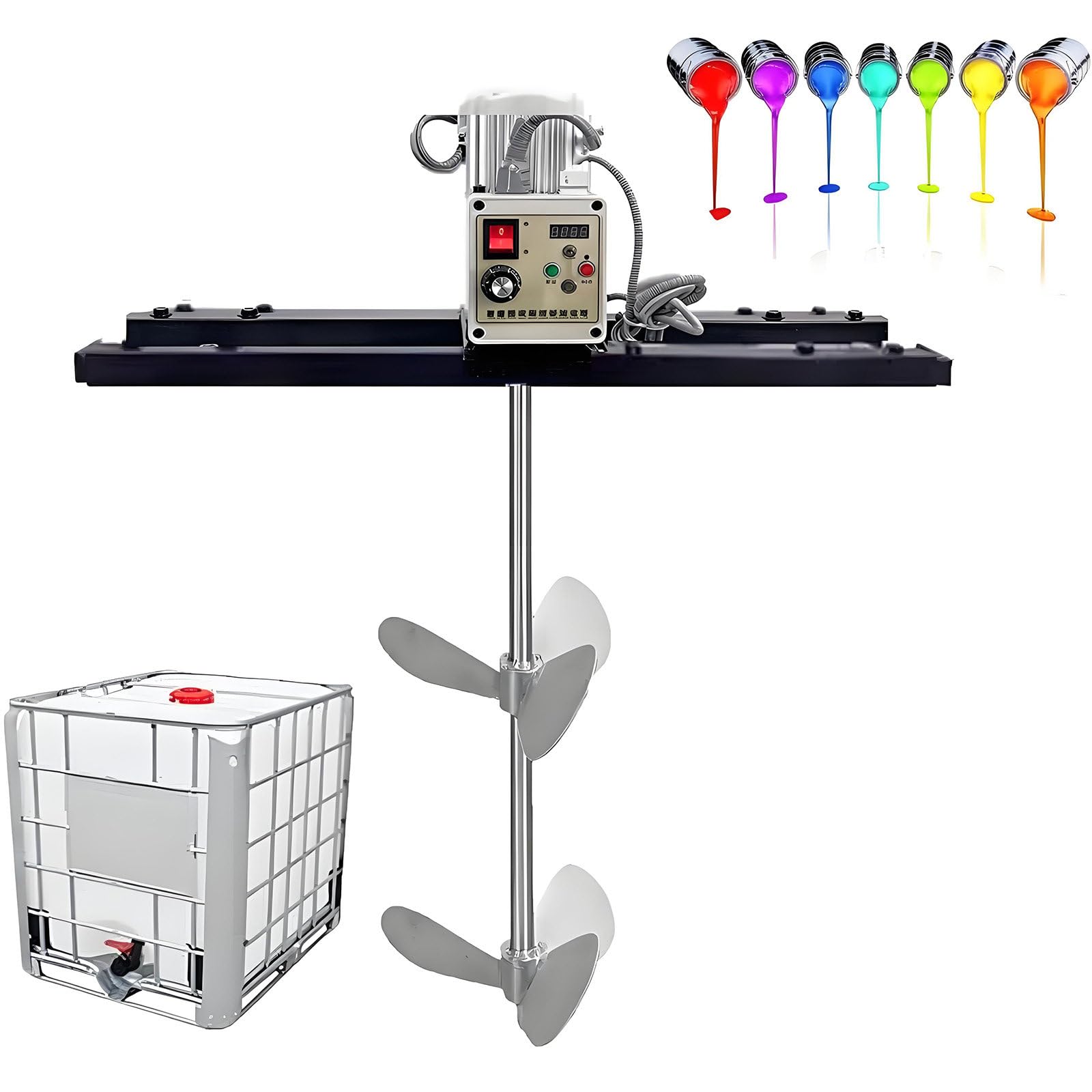 IBC Electric Agitato, Commercial 1 Ton Paint Stirring Machine, Electric Tank Mixer Machine, Folding Propeller, with Support Hanger, for Paint Coating Viscous Liquid Ink Dissolver Agitator TypeB