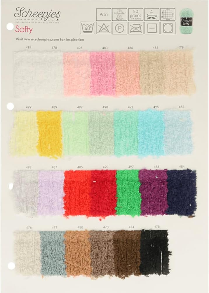 Scheepjes Softy Colour Sample Card - 1pc, Polyester and Nylon
