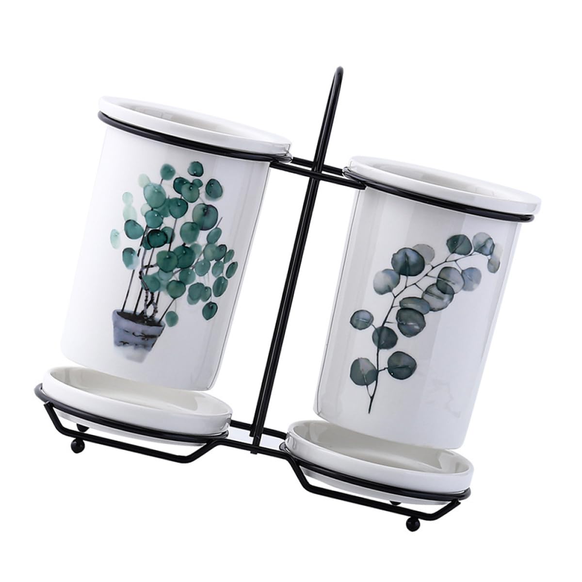 Alasum Support à Baguettes en Céramique Blanc Égouttoir, Rangement Facile et Design Simple pour Accessoires la Cuisine la Maison