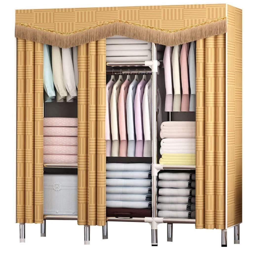 kleiderschrank zelt Zelt- Große Garderobe Freistehendes Kleidung-Speicher-Organisator Speicher Raum Kleidung Lagerschrank Faltschrank Schrank (Color : Yellow) Küche, Haushalt & Wohnen Autogele, Ready to Wear elektrisch Frame size:XXL