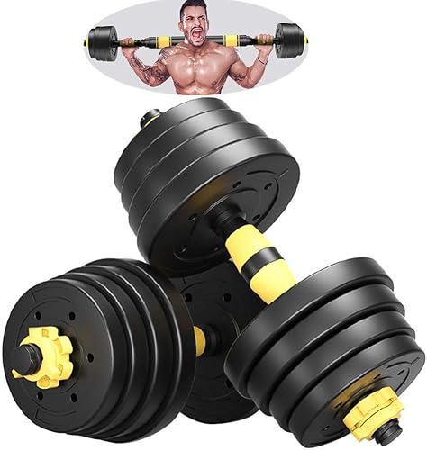 Juego de mancuernas 4 en 1 ajustable a 66 libras, juego de pesas gratis para hombres y mujeres, juego de pesas de fitness con barra de conexión para