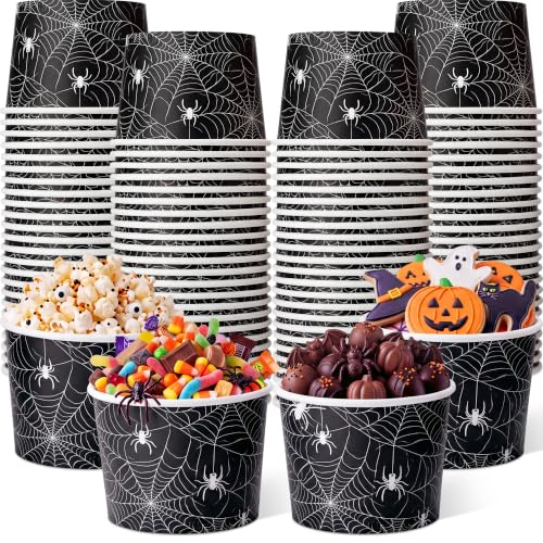 Hsei 60 Pcs 16oz Halloween Spider Web Halloween Disposable Soup Bowls Paper