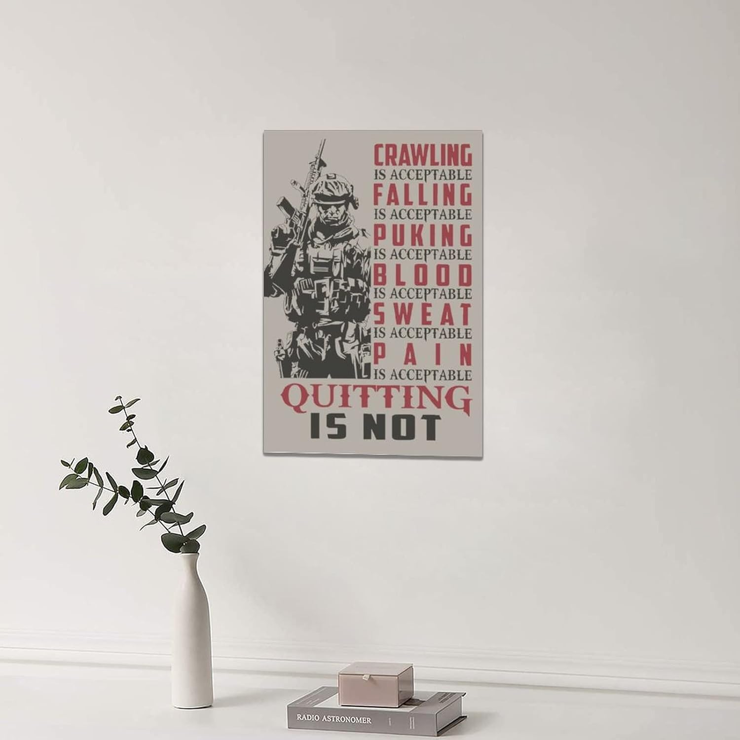 American Military Army Wall Art Retro Soldiers Motivational Wall Decor American Canvas Prints Artwork Vintage Inspring Patriotic Pictures Home Decor Framed Ready to Hang for Home Office 16"x24"