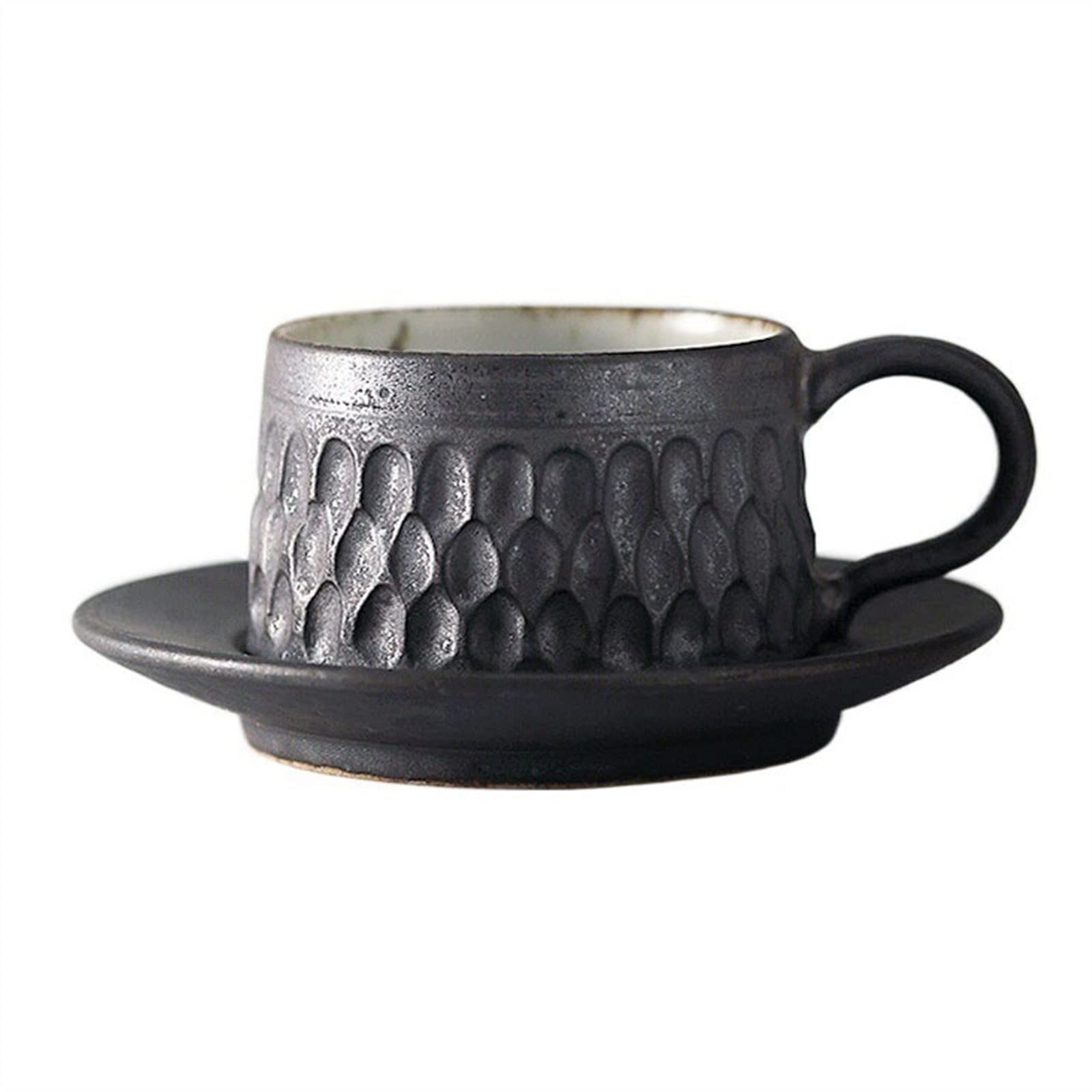 Ceramiczny kubek do kawy w stylu Vintage zestaw filiżanek i spodków do kawy ręcznie robiona szorstka ceramika kubek na wodę prosty ekspres do kawy kubek zestaw kubków do kawy