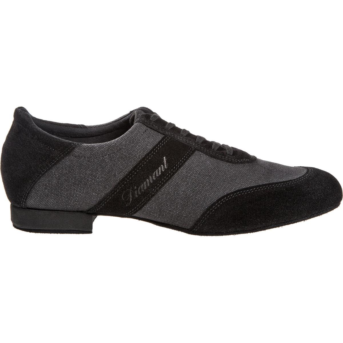 Diamant Herren Sneaker Tanzschuhe 192-025-637 - Veloursleder/Textil Schwarz/Grau - 2 cm Micro-Heel - Rauledersohle - Made in Germany