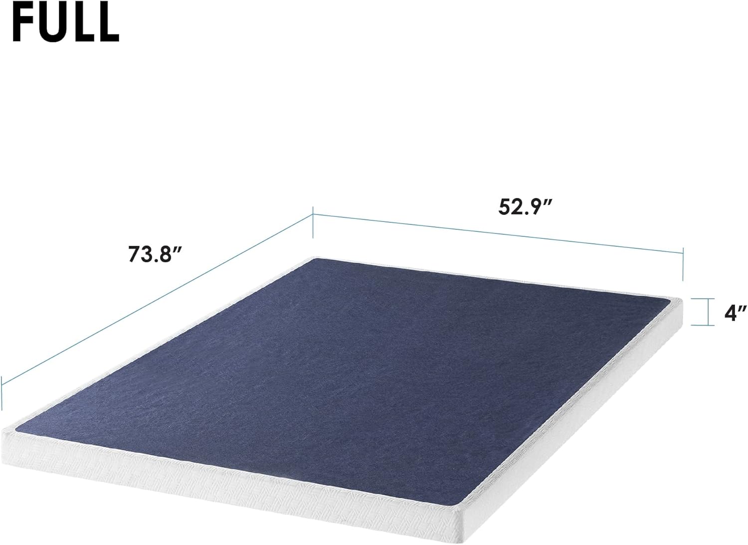 Best Price Mattress 4 Inch Metal Box Spring with Wood Slats, Full, Blue