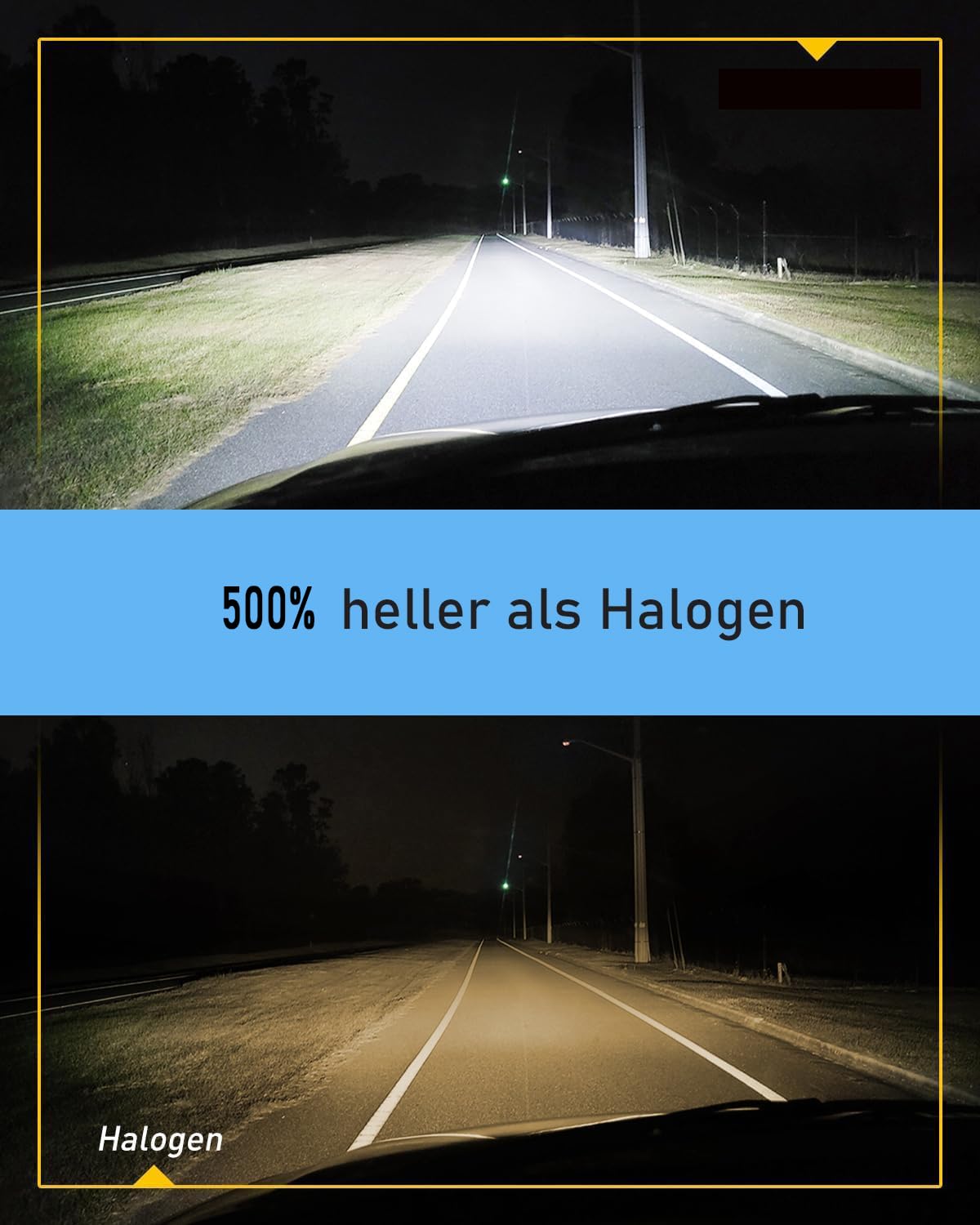 Halogen Auto Lampen H7, 55W 400% Helligkeit als Halogenlampen11000LM 6000K Kaltes Weiß,1:1 Mini-Größe, 2 Stück (H7)