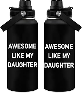 Gift for Dad from Daughter Son - Best Dad Ever Gifts for Fathers Day, Christmas - Awesome Like My Daughter Daddy Nutriton Facts Water Bottle 32oz - Funny Daddy Tumbler Dads Gift Drinking Cup
