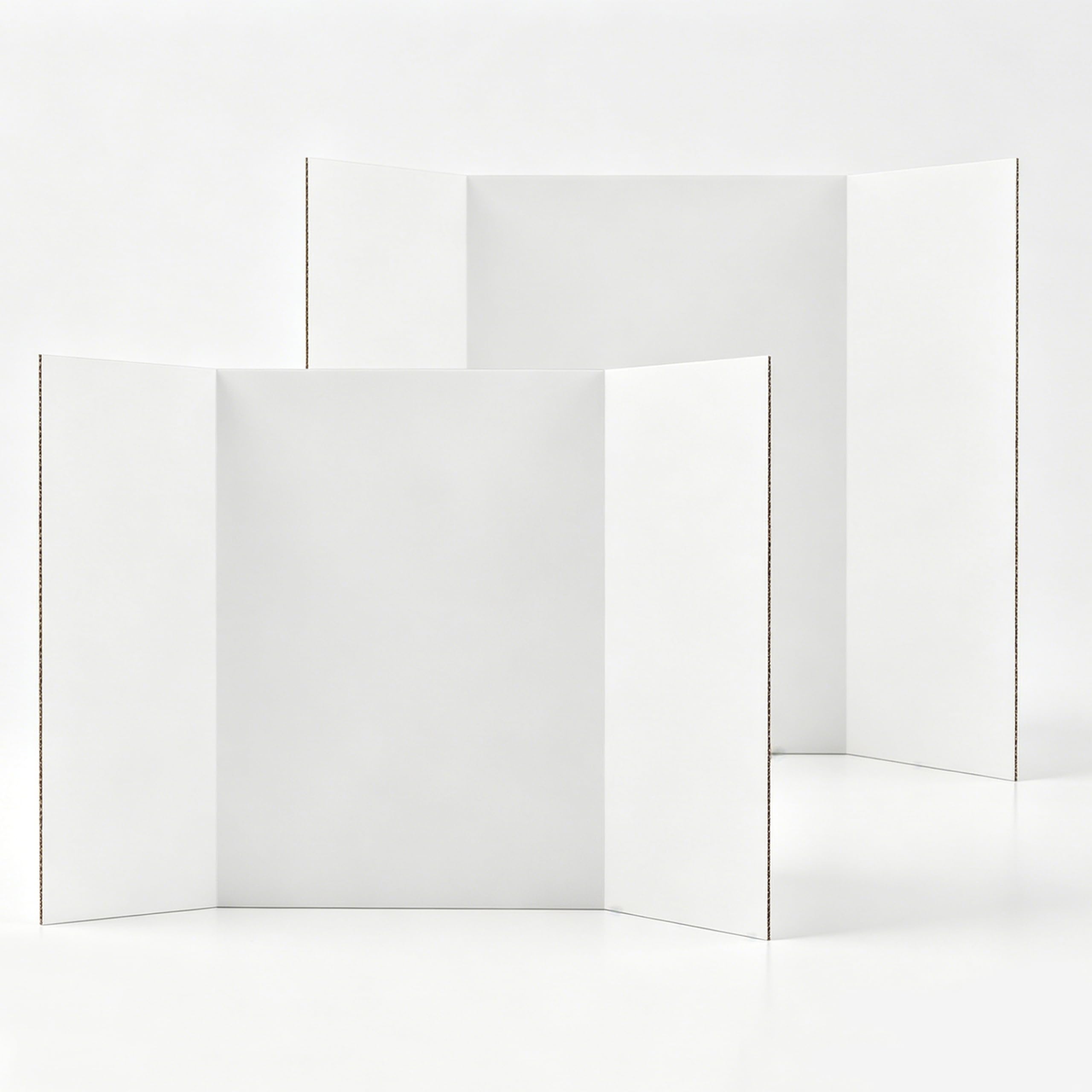4Pack16" x 24" Trifold Poster Board for Presentation, Foldable for transport，White Corrugated Cardboard Large Tri Fold Poster Board for Science Fair, Office & School Projects, Photo Displays Event