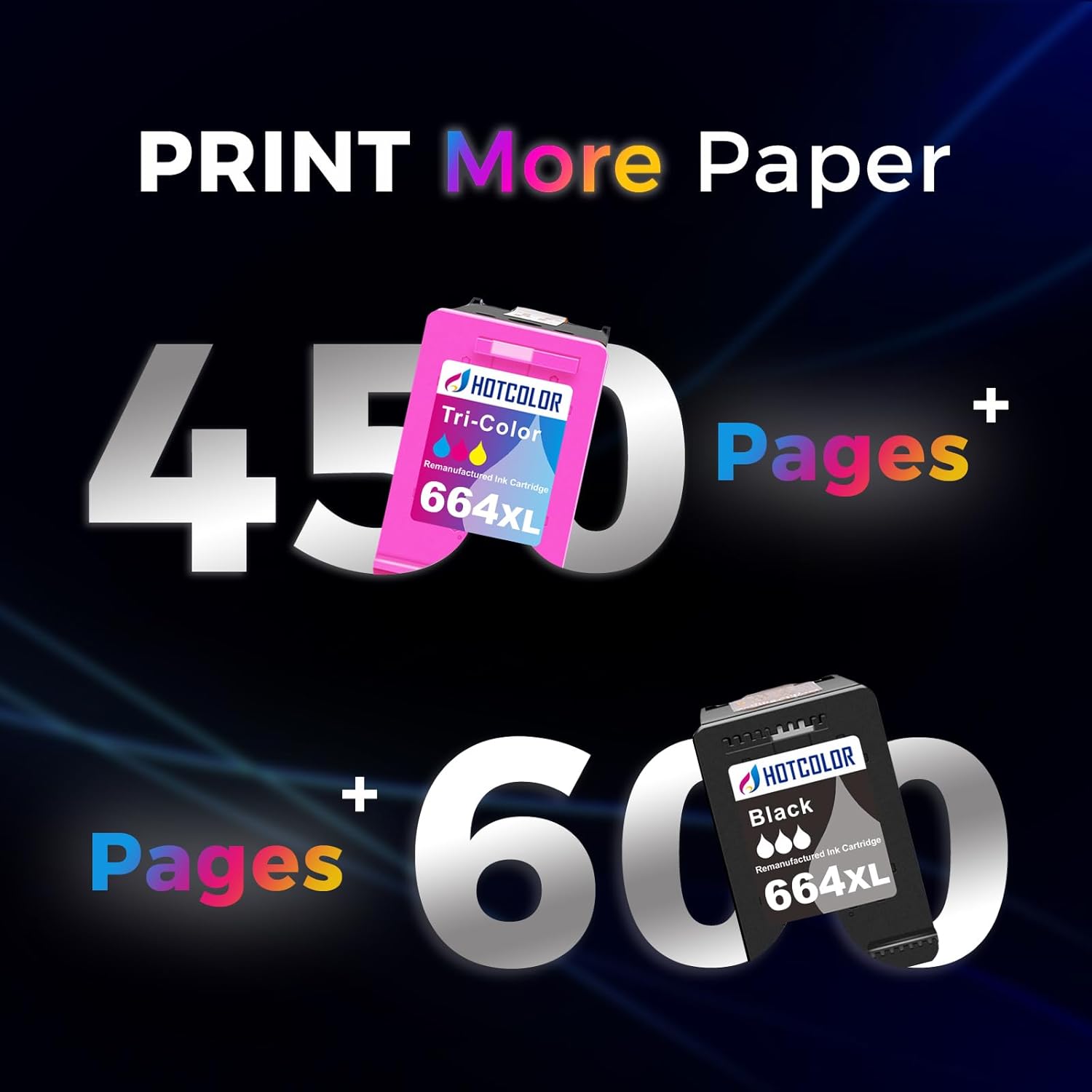 664XL Ink Cartridge Replacement for HP 664XL Ink Cartridges Black and Color for DeskJet Ink Advantage 2135 1115 2675 3635 3775 Ink (1 Black/1 Color, 2Pack)