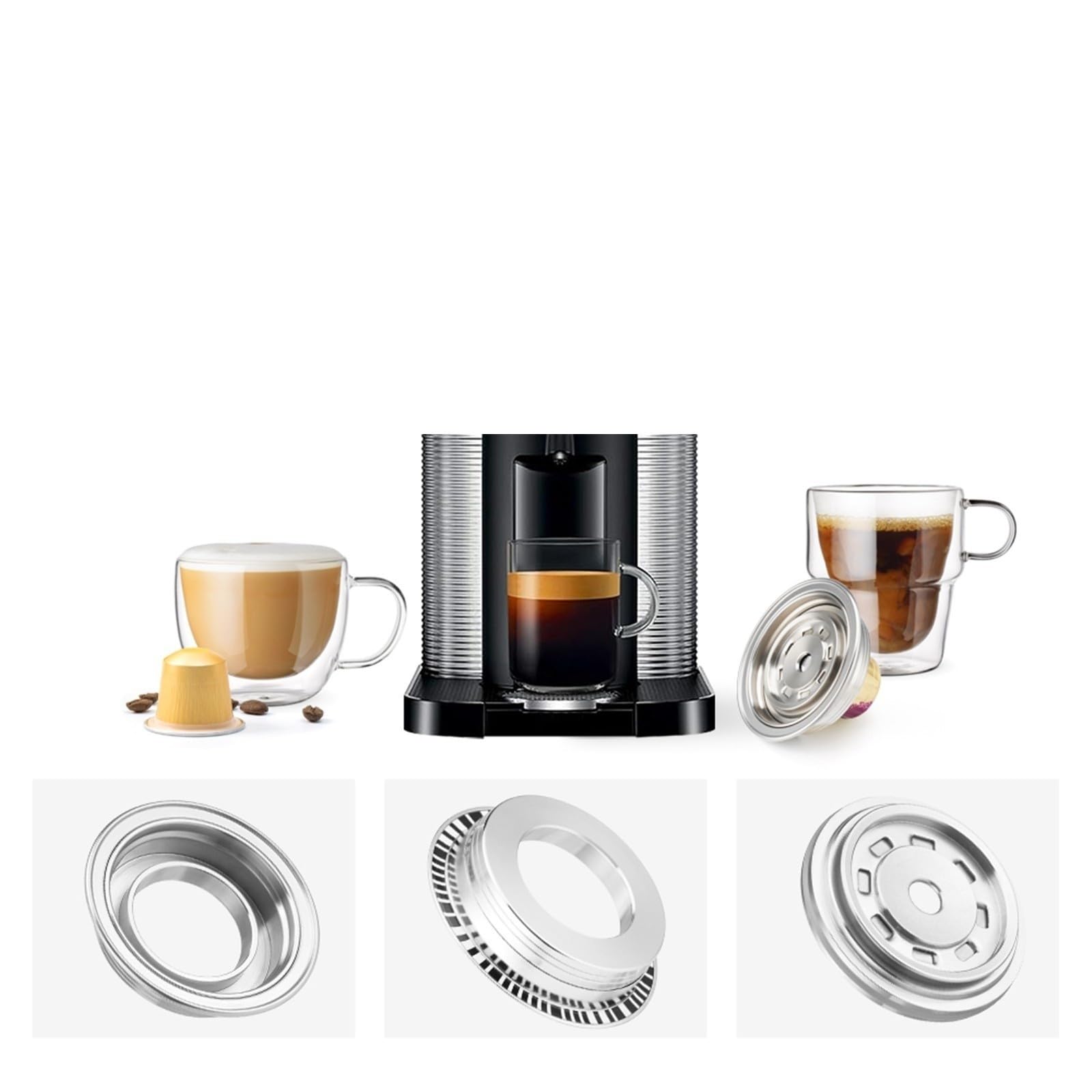Adattatore Per Capsule Di Caffè, Compatibile Con ICafilas, Adattatore Per Capsule Riutilizzabili Per Macchina Vertuo Next Pop, Compatibile Con NeEspresso, Capsule Di Caffè(150ml)
