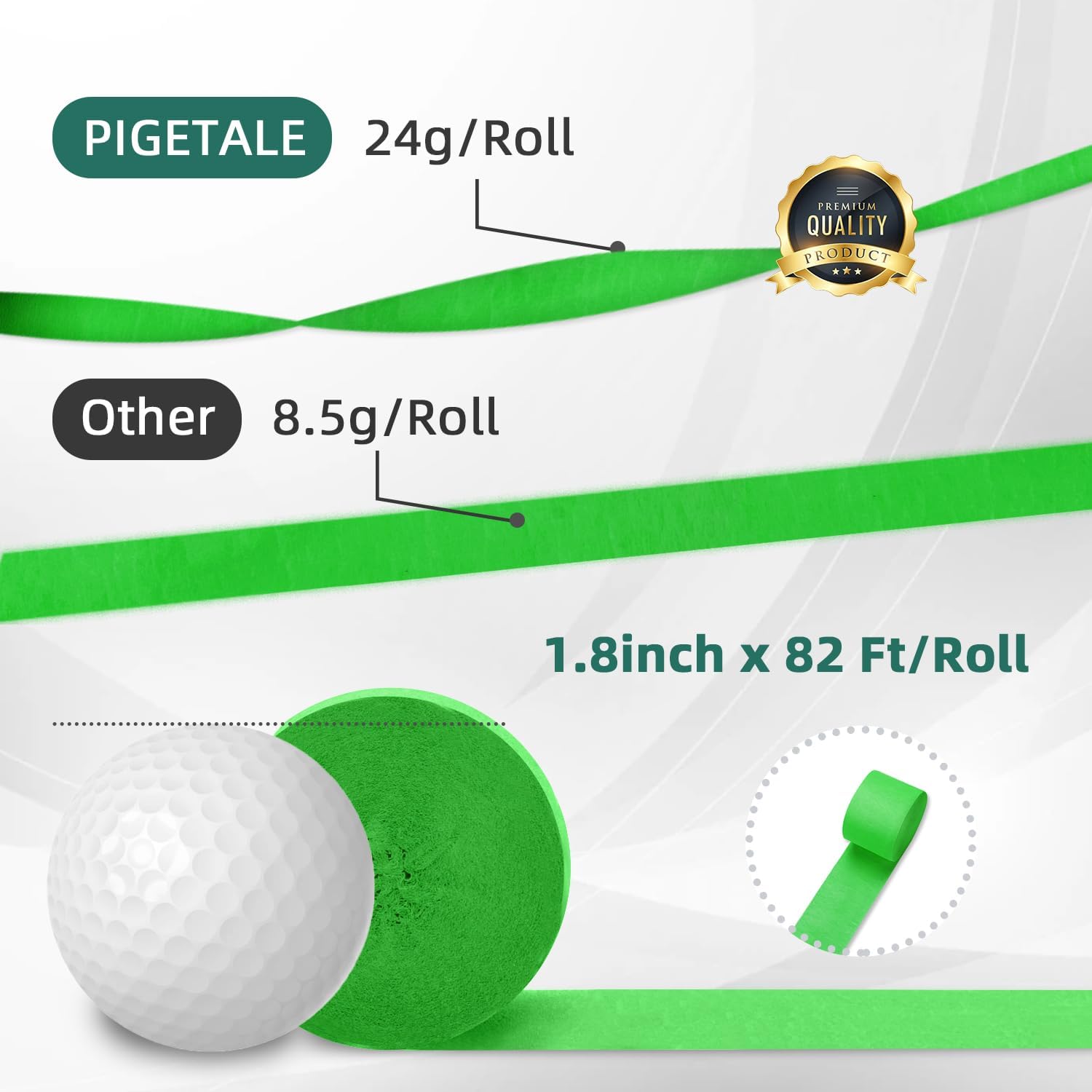 PIGETALE 8 Pack Green White Crepe Paper Streamers Rolls, 656ft Party Streamers for Birthday Wedding Baby Bridal Shower Decorations Halloween Christmas Craft Festival Supplies (1.8 Inch x 82 Ft/Roll) image 4