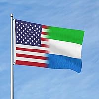 Vista 2 de Sierra Leone America Flag Oil Painted 3X5 Ft Flag Double Sided Decor Banner Garden Flag for Outside Room Indoor