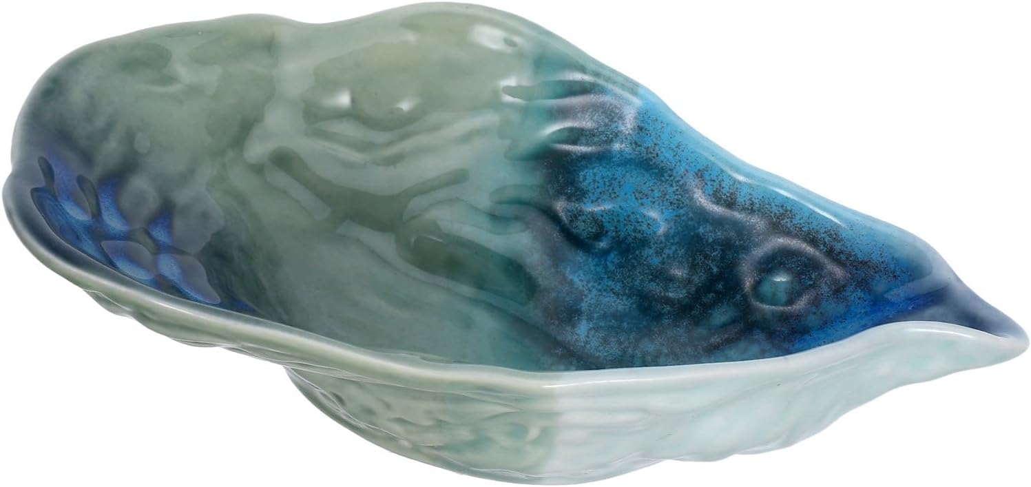 Ceramic Oyster Shell-shaped Plate for Serving Fruit Salads Dipping Sauces and Jewelry Display Unique Decorative Dish for Dining Table Decor Uniquely Designed Dinnerware